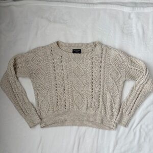 Abercrombie and Fitch Cable Knit Crewneck Sweater - Cream